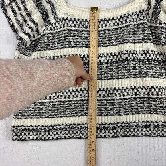 Treasure & Bond Striped Knit Women's 3X Crop Top Cable Knit Flutter Off Sleeves - Picture 7 of 7